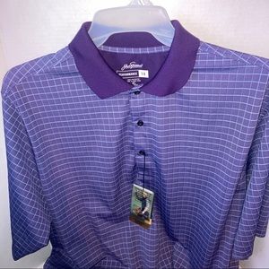 Jack Nicklaus Mens Size XL Performance 18 Short Sleeve Purple White Plaid Polo